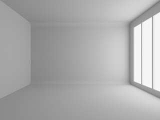 3d render White empty interior with corner angles