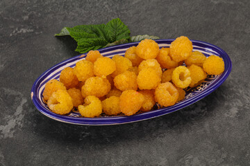 Sweet ripe tasty yellow raspberry