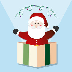 santa claus with gift box