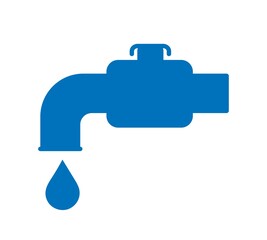 water dripping at water tab, isolated icon on white background, water wasting concept