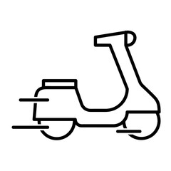 Fast delivery icon. Pictogram for web site. Outline stroke simple icon. Scooter delivery illustration.