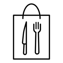 Restaurant delivery icon. Pictogram for web site. Outline stroke simple icon. Food delivery illustration.