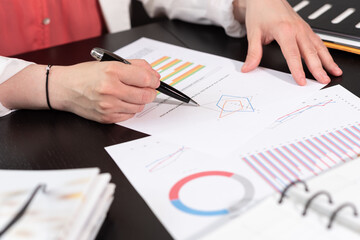 Woman analyzing marketing data