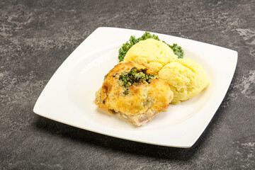 Roasted pangasius fillet with mashed potato