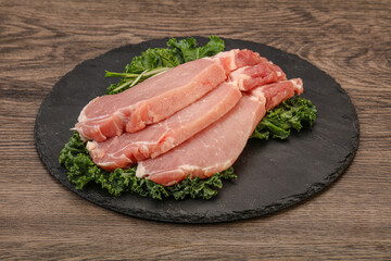 Raw pork steak for cooking