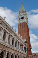 Fototapeta na wymiar The Campanile and cathedral at the San Marco square. Venice. Italy.
