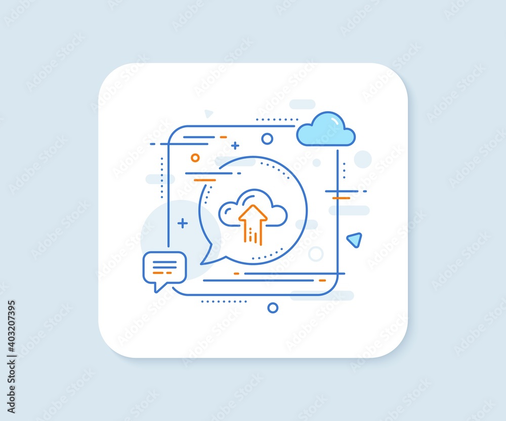 Poster cloud computing upload line icon. abstract square vector button. internet data storage sign. file ho
