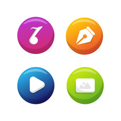 set of multimedia file buttons