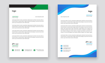 Business style letterhead template design for project with standard sizes.