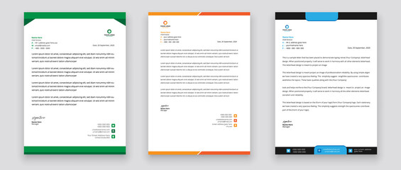 Business style letterhead template design for project with standard sizes.