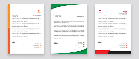 Business style letterhead template design for project with standard sizes.