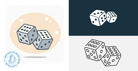 dice cubes isolated vector icon. casino design element