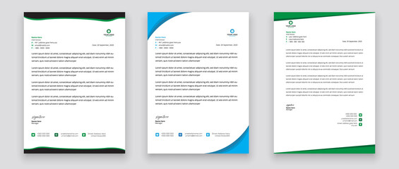 Business style letterhead template design for project with standard sizes.