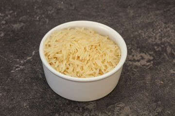 Raw basmati rice in the bowl