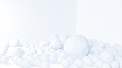 low polygonal sphere. many balls on white background.