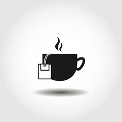 tea bag, hot cup of tea isolated vector icon. drink design element