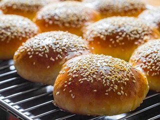 Burger buns with sesame
