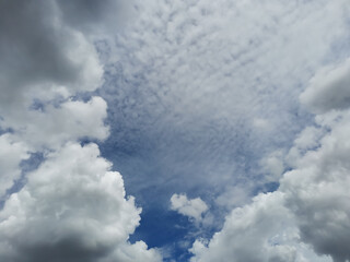 Panorama shot of blue sky and clouds in good weather days for horizontal background