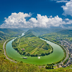 Moselle River bend near Bremm town, Germany