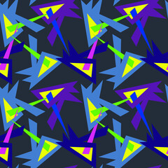 Seamless abstract pattern with hand drawn curved geometry triangle elements for prints, textures, textile and for your creative ideas