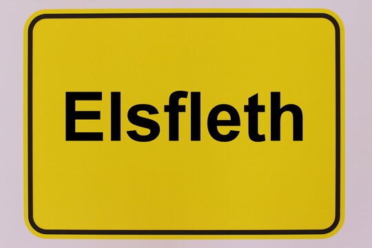 Illustration eines Stadteingangsschildes der Stadt Elsfleth
