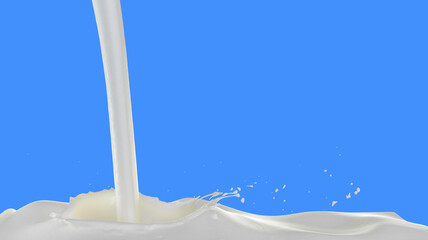 Isolated milk pouring and splashing