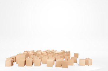 Many brown boxes on a white background.