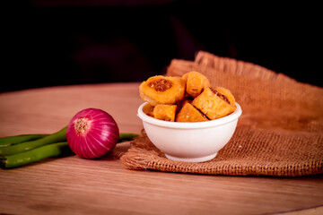 Bhakharwadi Namkeen,Famous Indian tea time snacks with chili peppers,Bhakharwadi fried and Spicy Food,