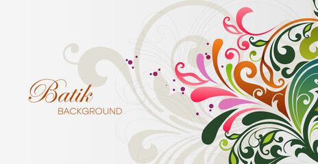 Colorful floral batik background. Floral decoration curls illustration. Paisley print hand-drawn elements.