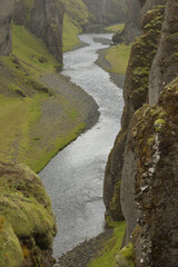 Fjaðrárgljúfur ( Fjadrargljufur ) river canyon in southern Iceland