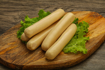 Chicken white sausage with salad