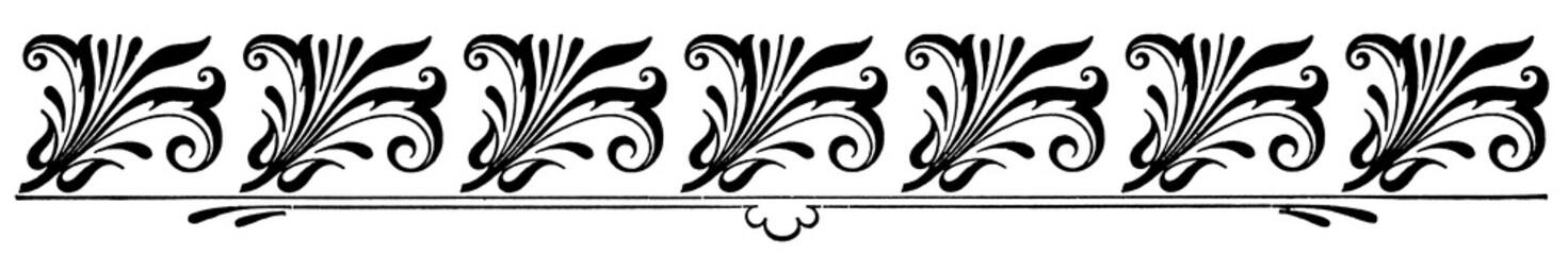 Abstract ornament, chapter separator in a book. Illustration of the 19th century. White background.