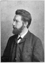 Portrait of Friedrich Wilhelm Ostwald - a Baltic German chemist and philosopher. Illustration of the 19th century. Germany. White background. - obrazy, fototapety, plakaty
