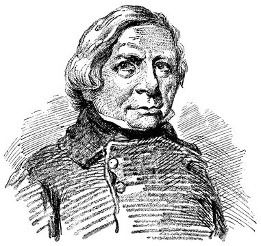 Portrait of Friedrich Wilhelm Joseph Schelling - a German philosopher. Illustration of the 19th century. Germany. White background.