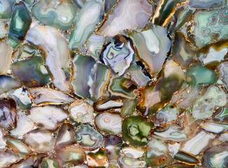 Large polished stone slab, green agate, semi-precious stone