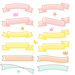 Obraz premium リボンのイラスト素材セット