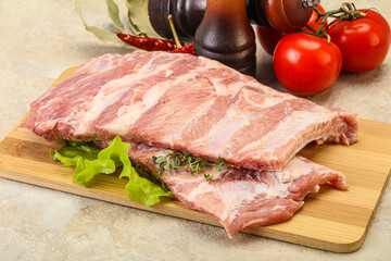 Raw pork ribs for cooking
