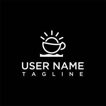 Coffee sun logo design vector image , cup drink  logo icon design template elements vector image