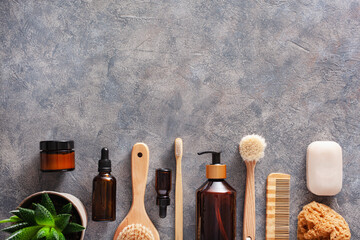 zero waste eco friendly hygiene bathroom concept. wooden toothbrush soap brush natural sponge - obrazy, fototapety, plakaty