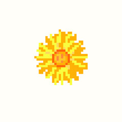 Fototapeta premium Aster flower in pixel art vector illustration