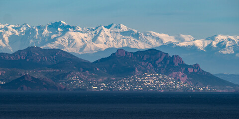 French and Italian alps in the distance behind nice