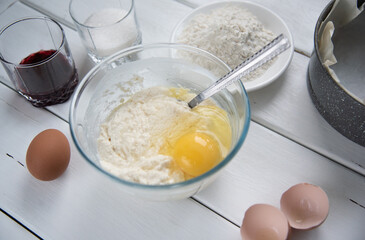Ingredients for making a pie at home 