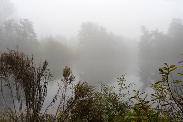 Fototapeta premium Nature Outdoor autumn foggy dust