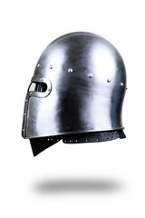 Knight helmet on white. - 403221708