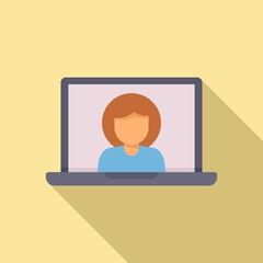 Laptop video call icon. Flat illustration of laptop video call vector icon for web design