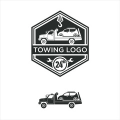towing logo service, logo template, vector art.