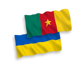 Flags of Cameroon and Ukraine on a white background