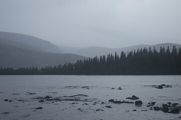 Thunderstorm over the lake. Mystic Seydozero, Murmansk region