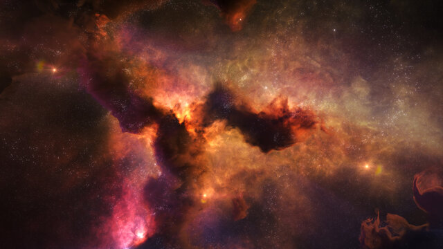 Outer Space Background with colorful Nebula Clouds and Stars. Galaxy Astronomy image showing the universe beyond the Milky Way.