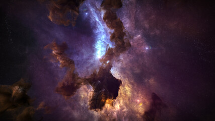 Galaxy Background, with Stars and colorful Nebula Clouds. Outer Space Astronomy image showing an Interstellar Celestial view of the Cosmos beyond The Milky Way.